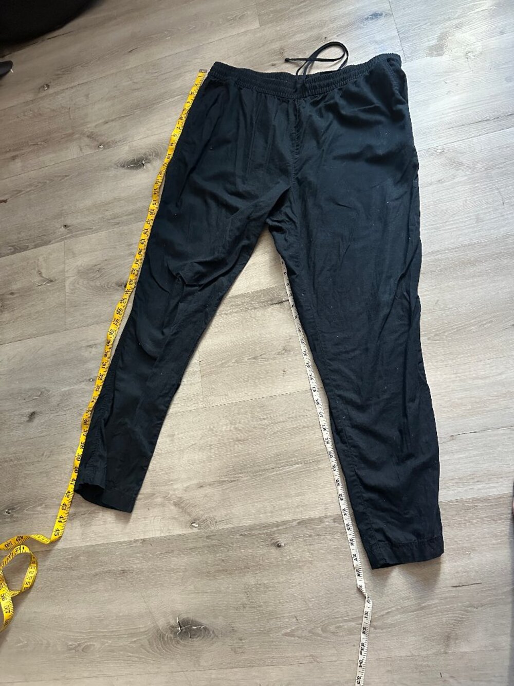 Dark Blue Linen Blend H&M pants with drawstring